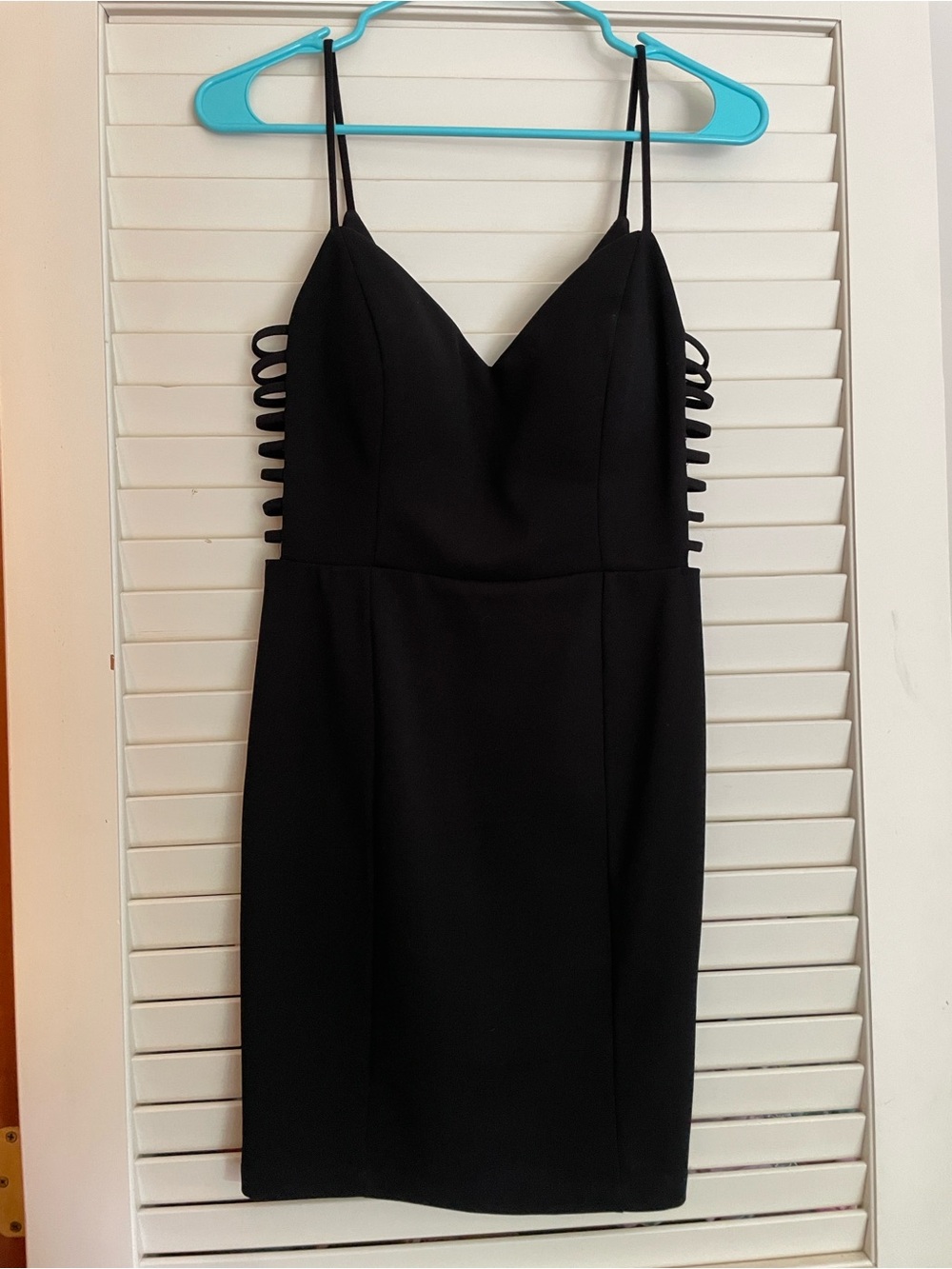 Black Strappy Side Bodycon Mini Dress